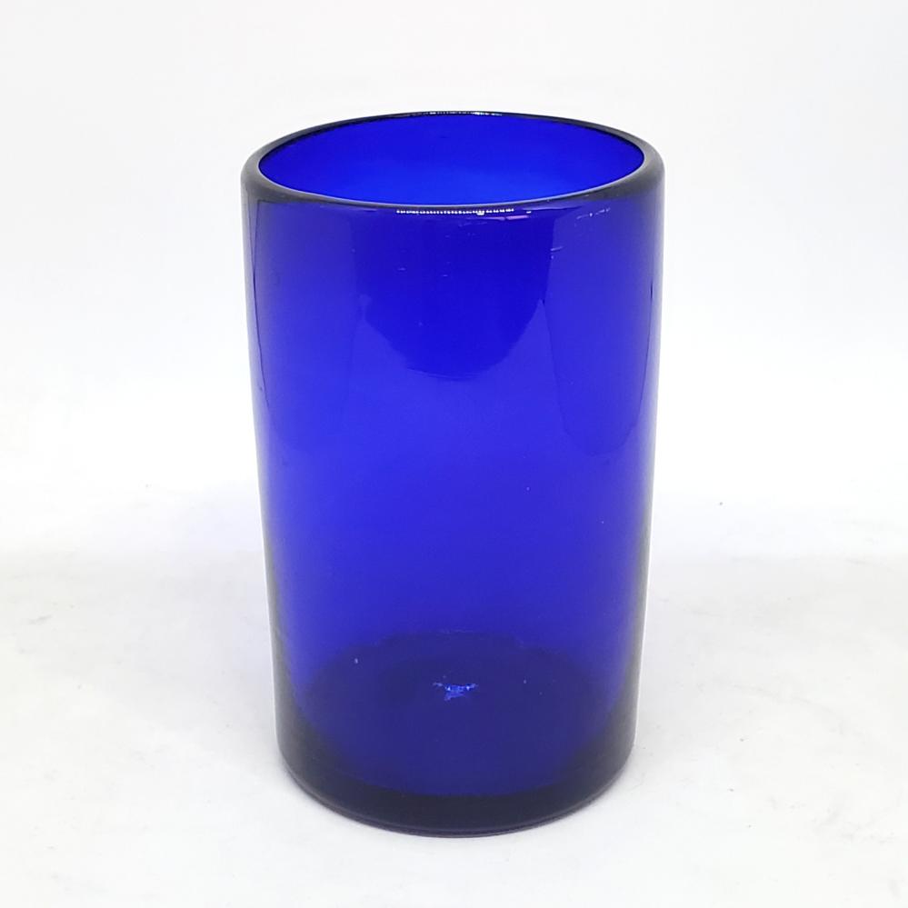 Vasos de Vidrio Soplado / Juego de 6 vasos grandes color azul cobalto / stos artesanales vasos le darn un toque clsico a su bebida favorita.